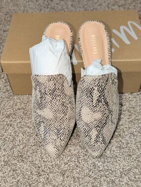 Miracle Miles Snake-Print Pointed Slide Mules - Beige/Taupe